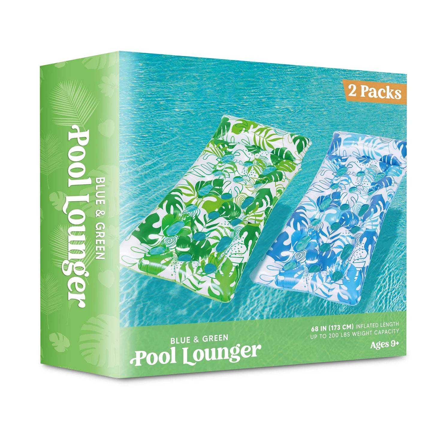 XL Inflatable Pool Float Lounger for Adults - 2 Pack Sun Tanning Bed with Headrest - Perfect for Lake, Beach, and Pool Parties!