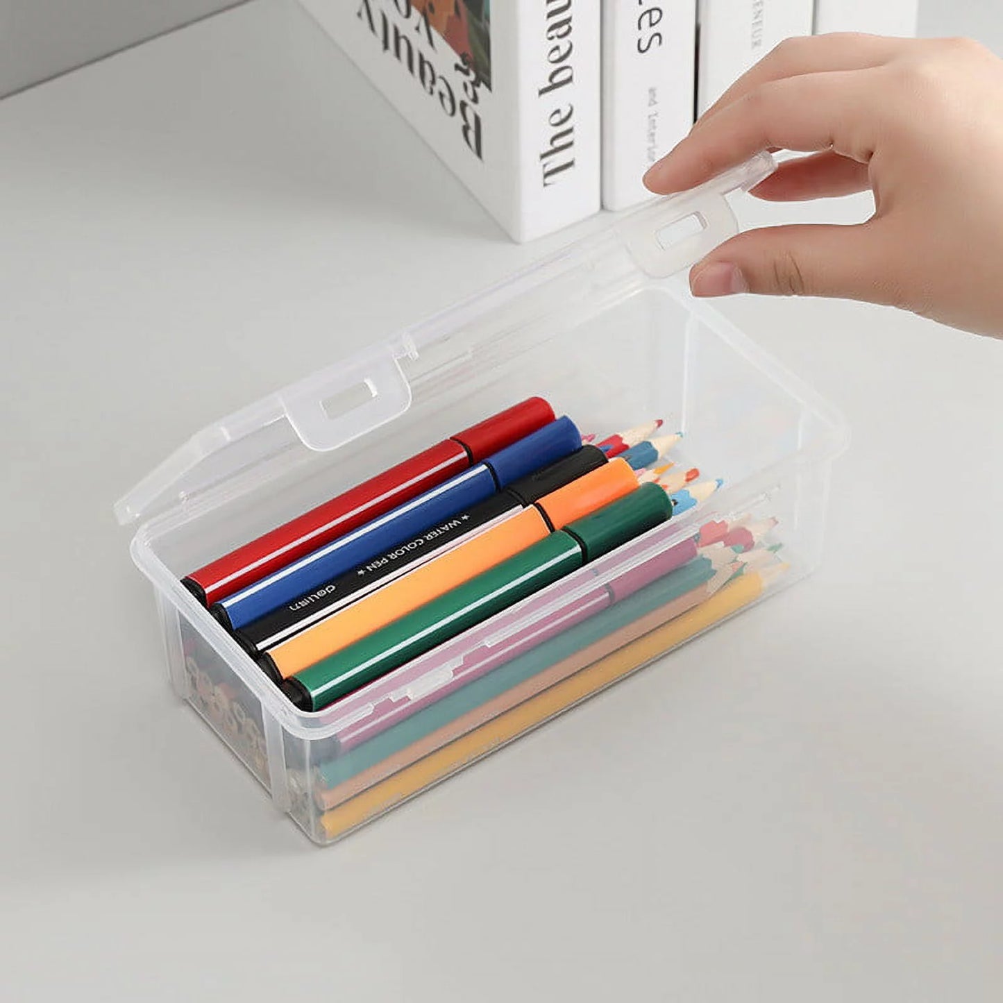 Plastic Pencil Box Extra Large Capacity, Clear