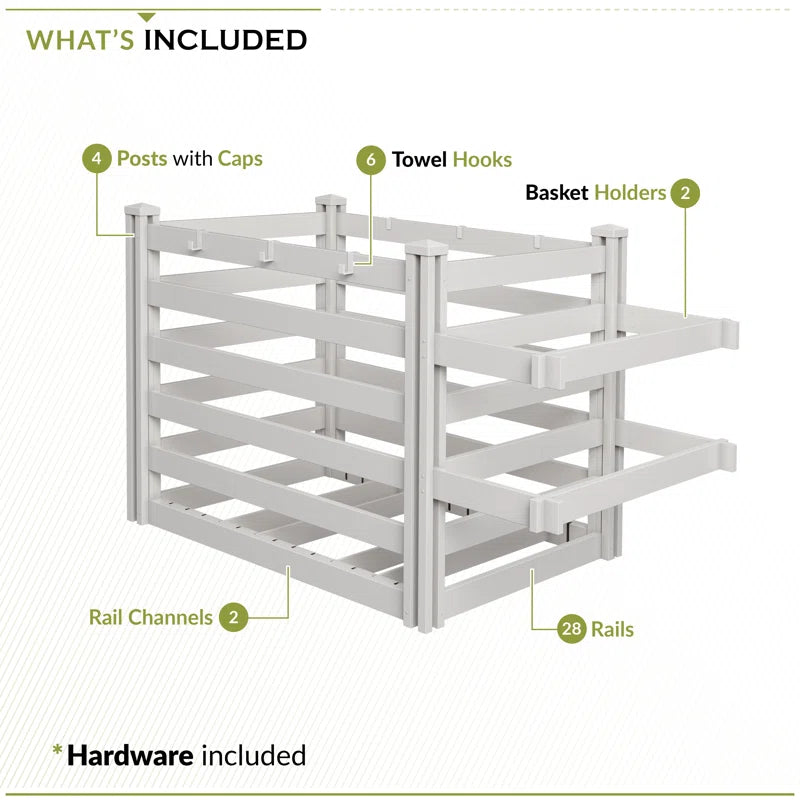 Freestanding Zippity Pool Float Storage Organizer - Durable Outdoor Vinyl Equipment Enclosure & Deck Caddy with Dividers (3.1Ft H x 5.3Ft W x 3Ft L)
