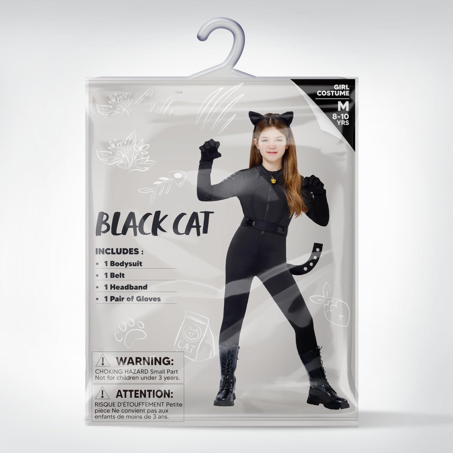 Enchanting Black Cat Costume for Girls - Complete Kids Cat Outfit Set with Tail for Halloween Fun and Cosplay Adventures