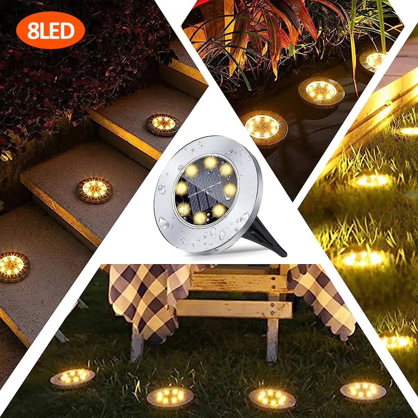 Illuminate Your Outdoors with Solar Ground Lights - 8/20 LED Waterproof Garden Disks for Pathways, Patios, and Lawns