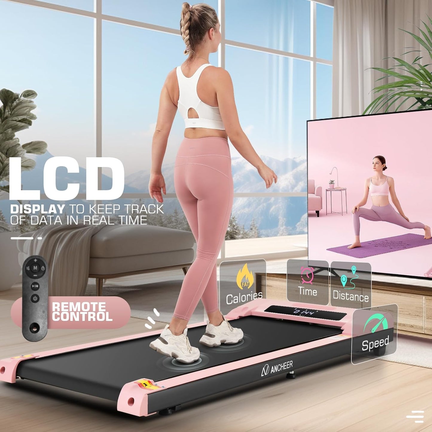 Elevate Your Fitness: 8-in-1 Folding Treadmill with Desk Workstation, Adjustable Height, 2.5HP Ultra-Quiet Walking Pad - 300lbs Capacity, 8% Incline, No Installation Needed!