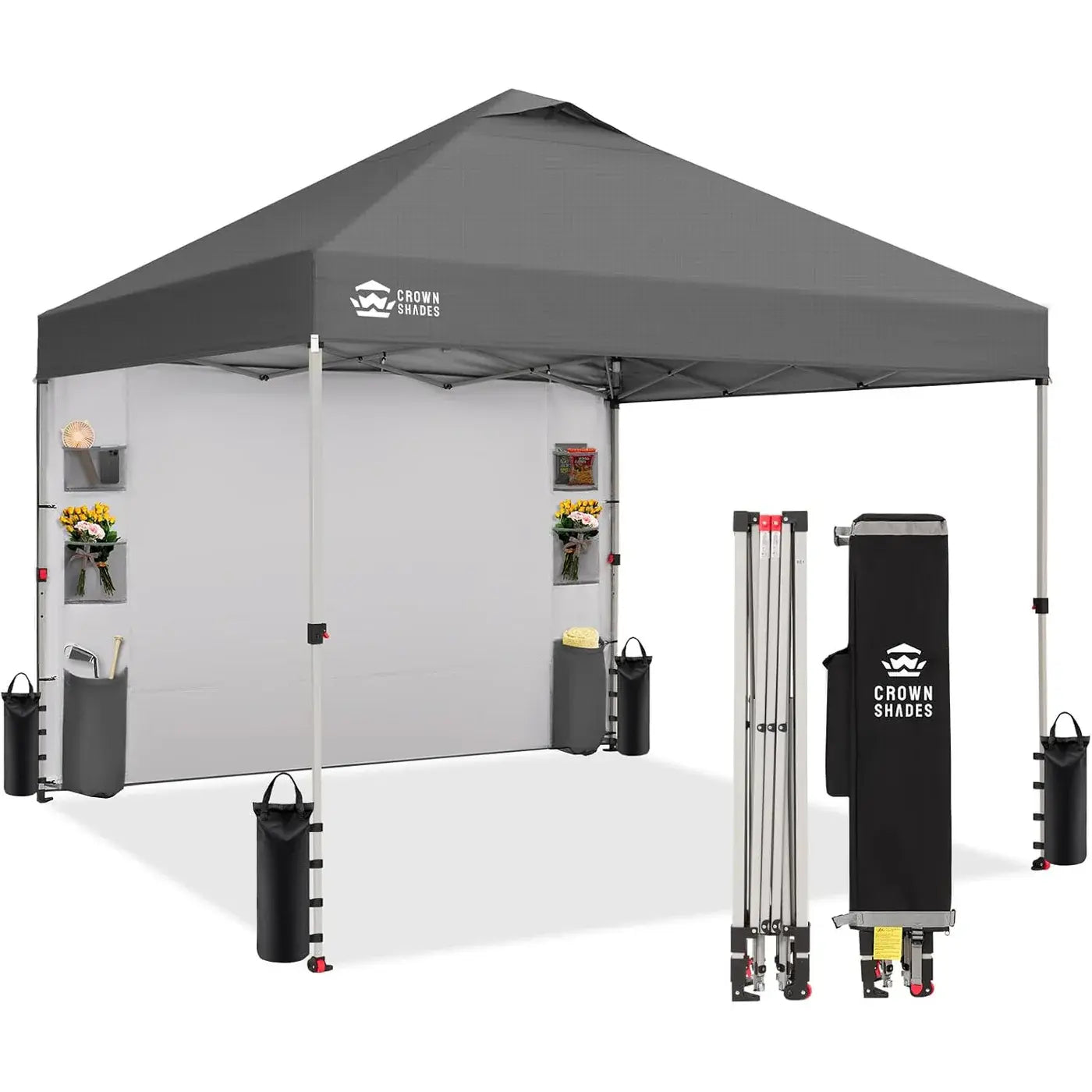 CROWN SHADES 10x10 Pop-Up Canopy Tent - Ultimate Outdoor Shade Solution with Sidewall for Camping, Beach, and Events