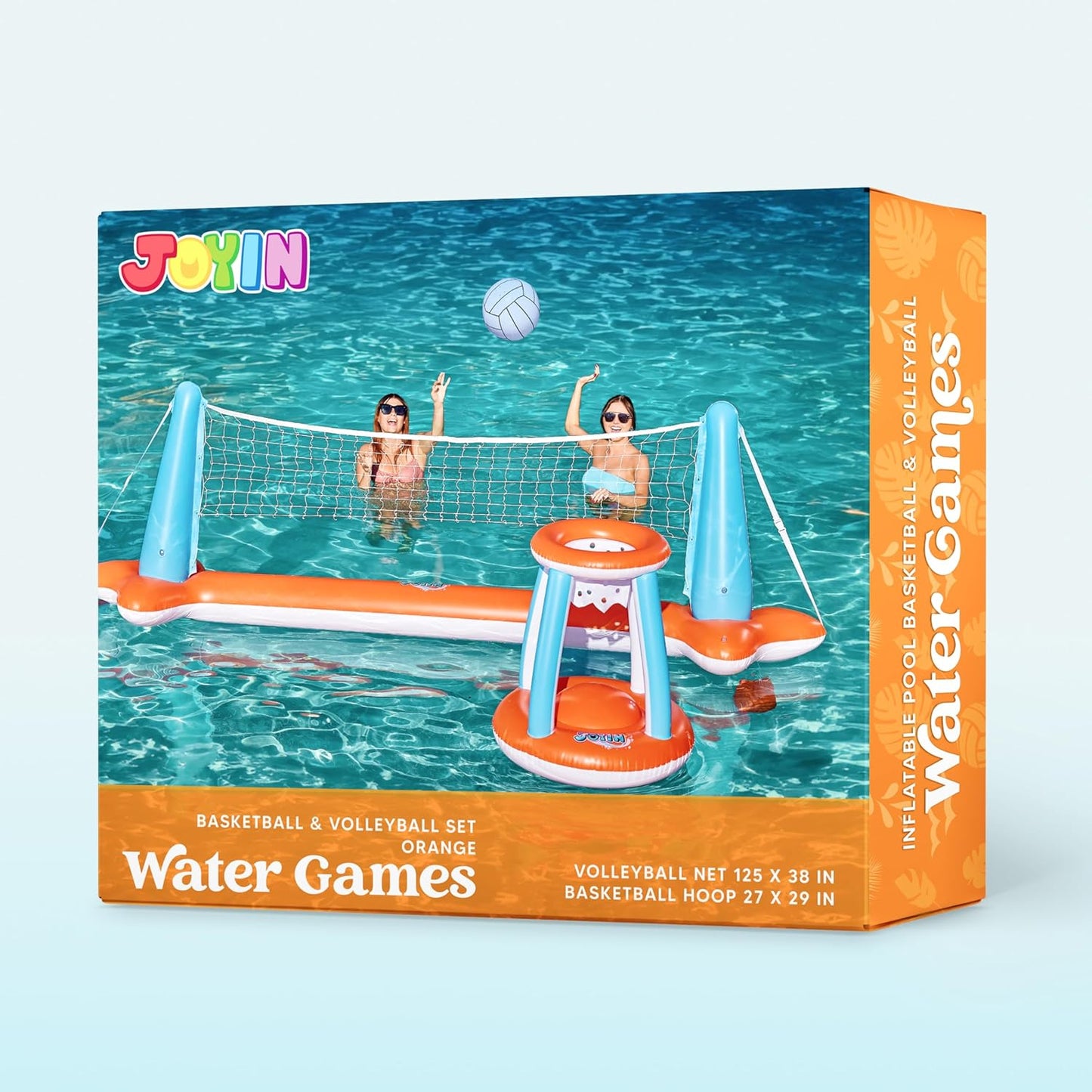 Ultimate XL Inflatable Pool Float Set - 125" Volleyball Net & Basketball Hoops for Endless Summer Fun!