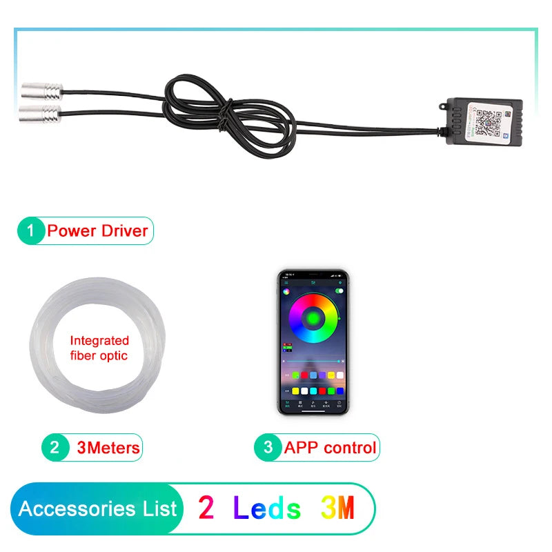 Transform Your Ride with RGB LED Car Interior Ambient Strip Lights - APP Remote Control & Fiber Optic Neon Atmosphere Kit!