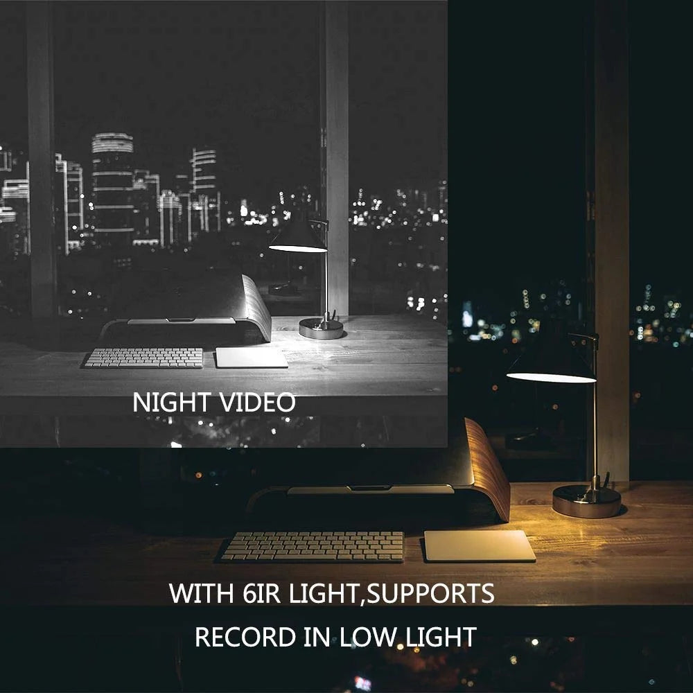 Compact 1080P Night Vision Security Camera with Motion Detection - Perfect for Home and On-the-Go Surveillance