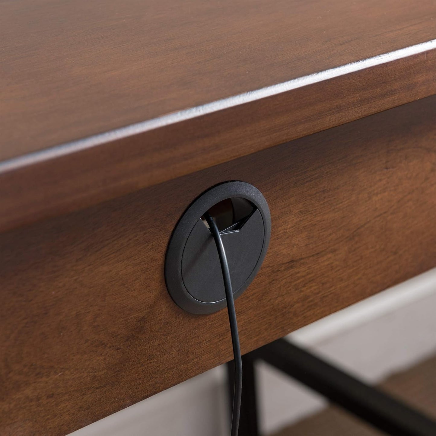 Stylish and Functional 11400 Empiria Metal and Wood Laptop Desk with Convenient Drop Front Keyboard Drawer in Walnut and Foundry Bronze