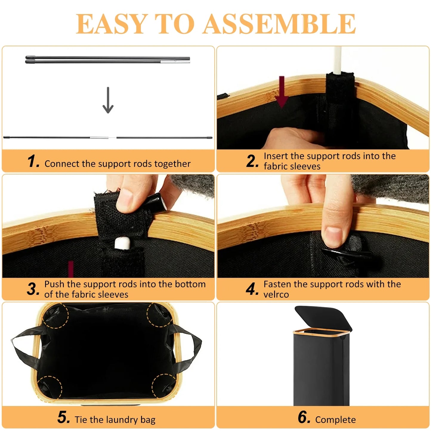 Stylish 100L Black Laundry Hamper with Lid and Bamboo Handles - Perfect for Organizing Clothes and Toys with Removable Inner Bag!