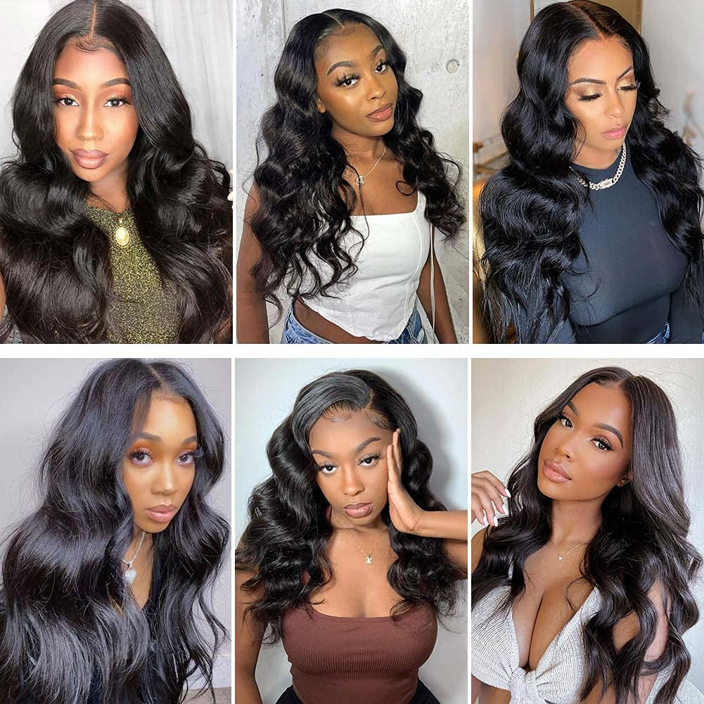 Luxurious 22-Inch Glueless Body Wave Lace Front Wig - 150% Density Brazilian Virgin Hair for Black Women, Pre-Plucked with Baby Hair in Natural Color