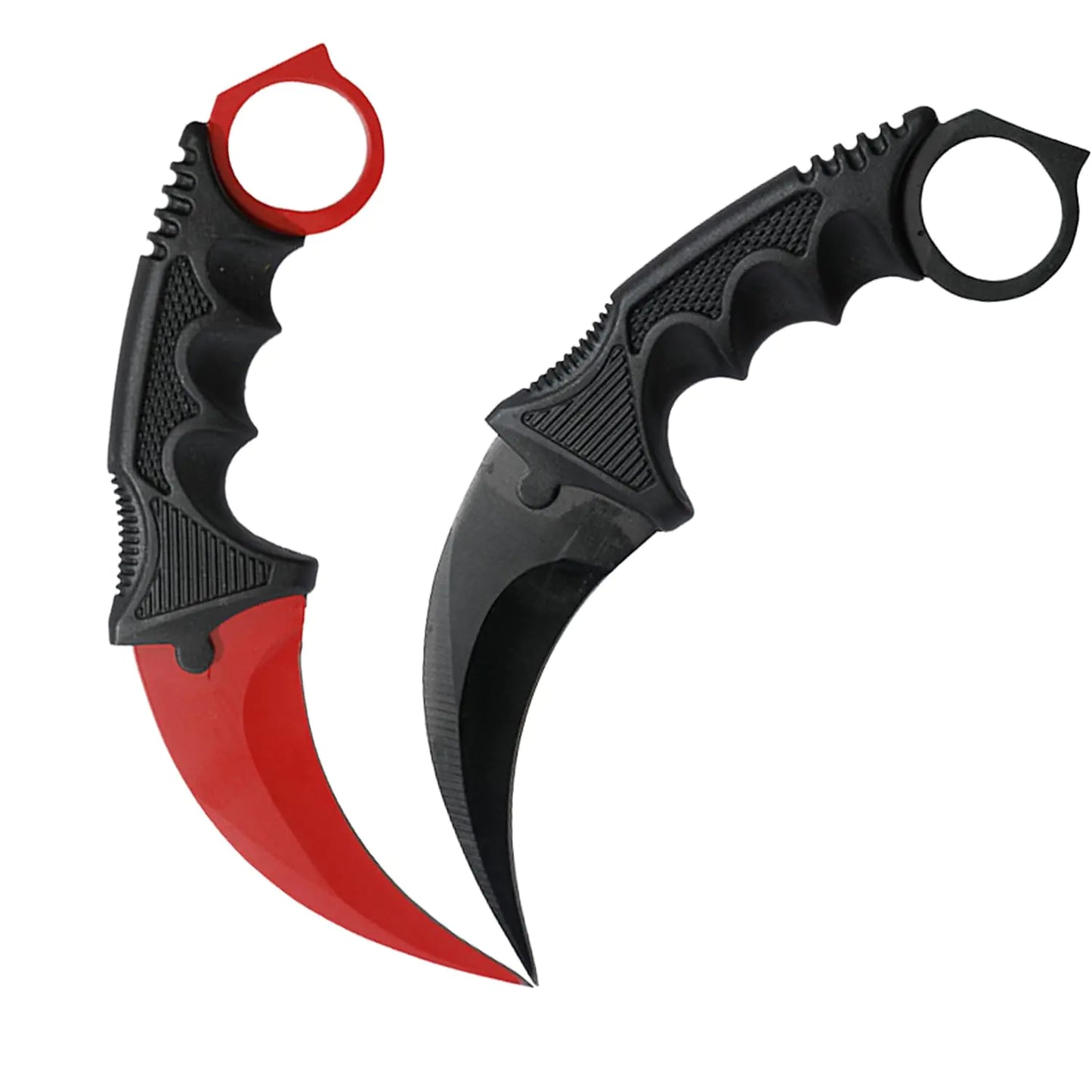 ARLEZA STORM Karambit Knife Set of 2 Fixed Blade Tactical Knives CSGO Survival Weapon Hunting Claw Knife Camping Tools (Red & Black)
