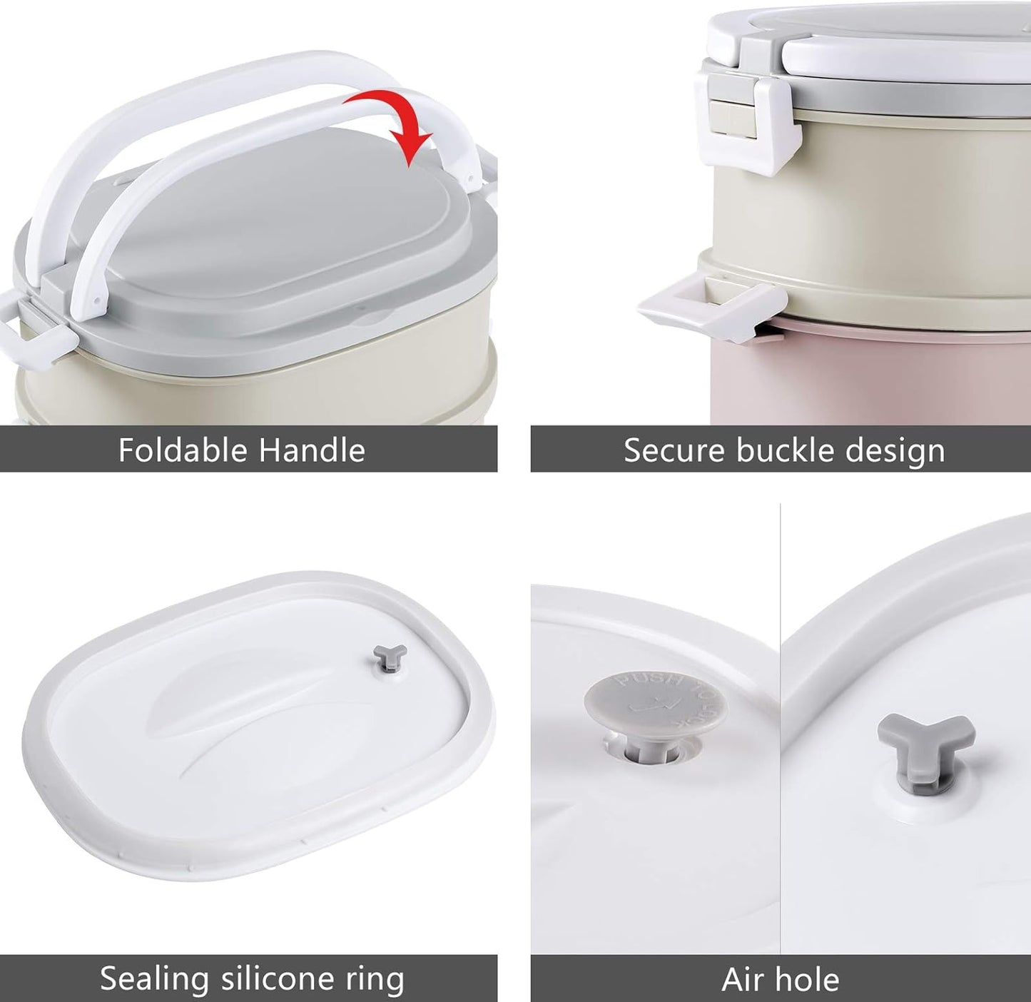 Bento Box Adult Lunch Box, Lunch Box for Men Women with Insulated Lunch Bag, Stainless Steel Salad Lunch Containers, Stackable Leakproof Lunch Kit