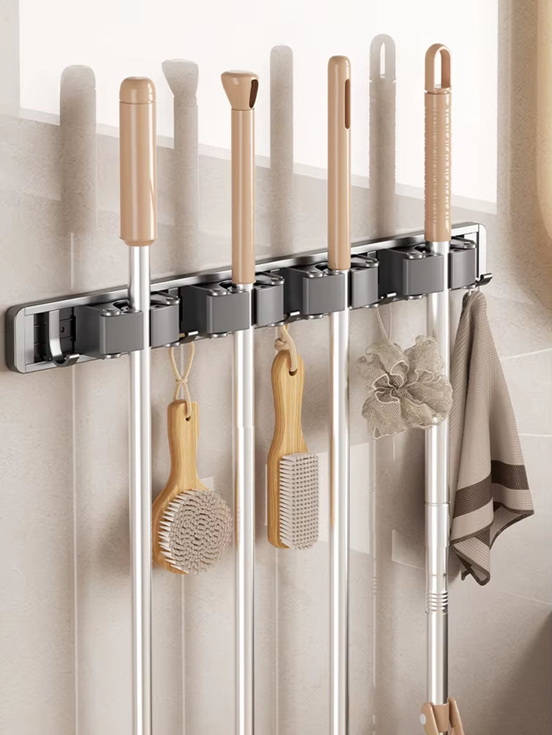 Maximize Your Space with Our Stylish Wall-Mounted Mop and Broom Rack!