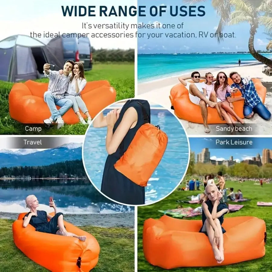 Experience Ultimate Relaxation with Our Waterproof Outdoor Beach Air Bed – Perfect for Couples on Vacation!