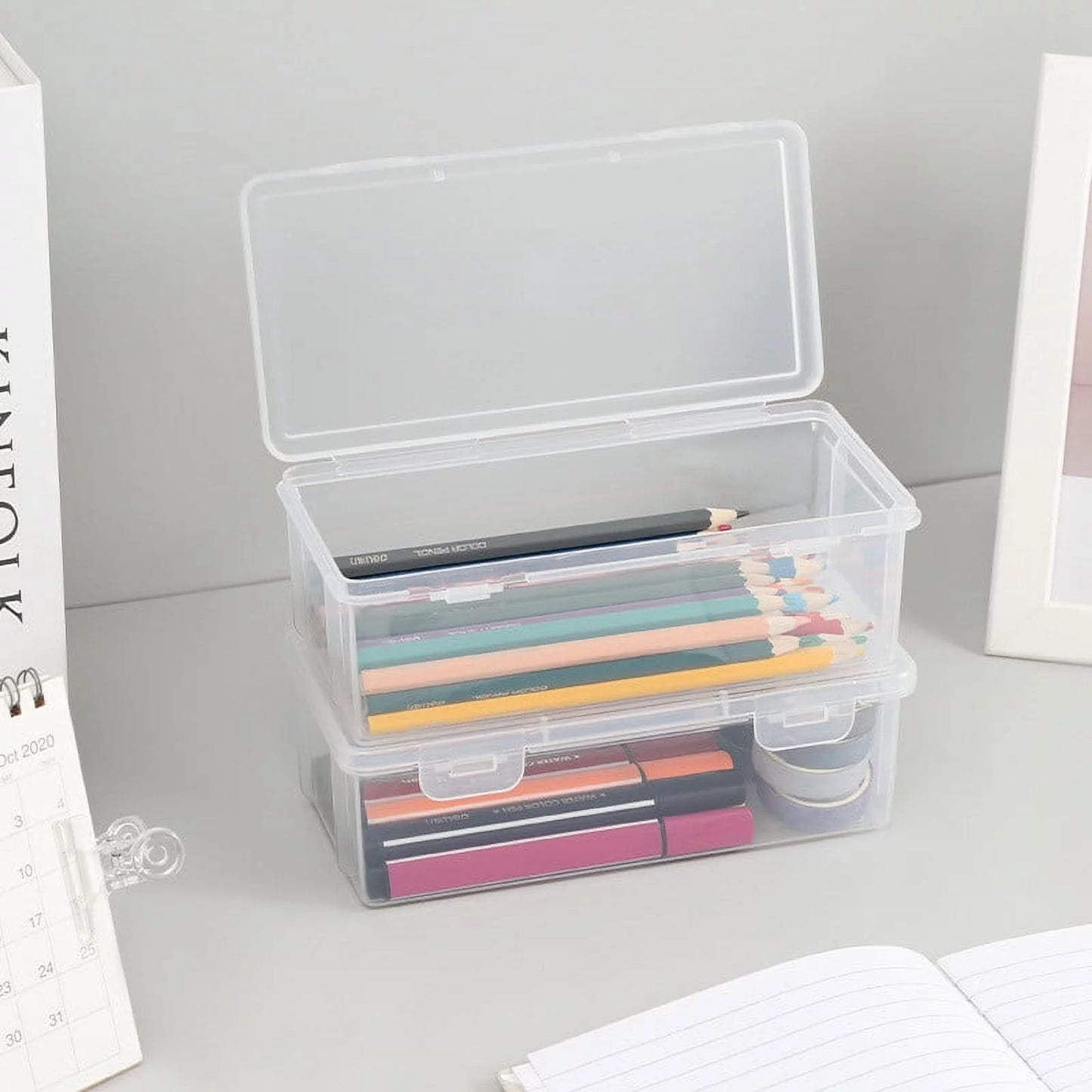 Plastic Pencil Box Extra Large Capacity, Clear