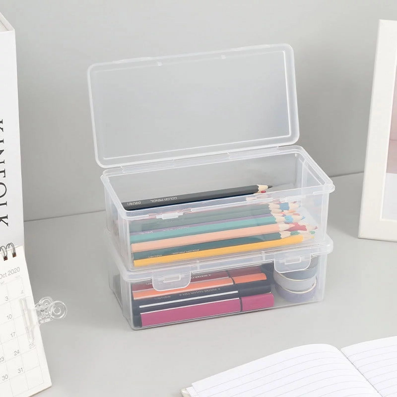 Plastic Pencil Box Extra Large Capacity, Clear