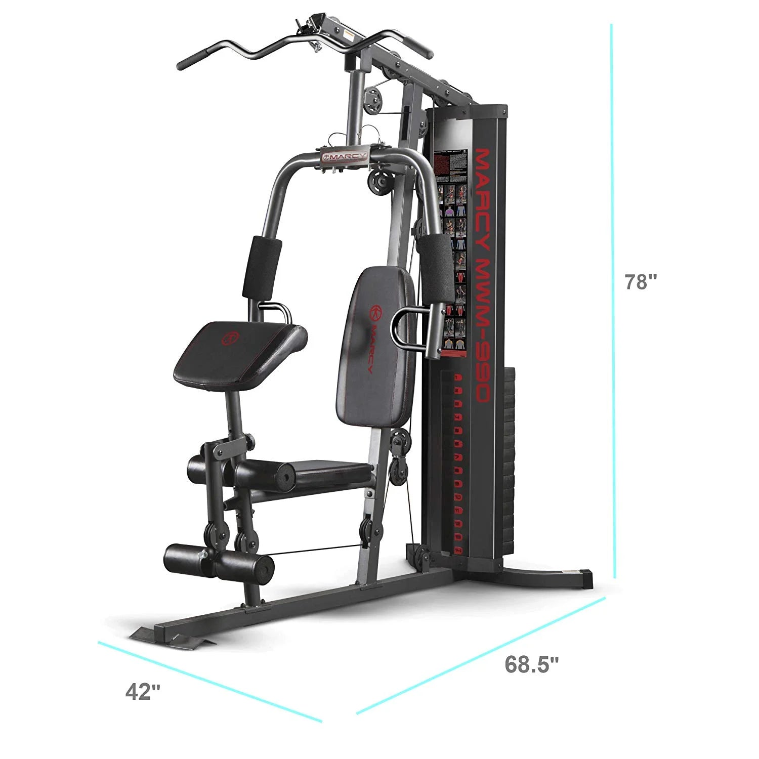 Transform Your Home Workouts with the Versatile 150Lb Stack Dual-Function Home Gym Machine MWM-990