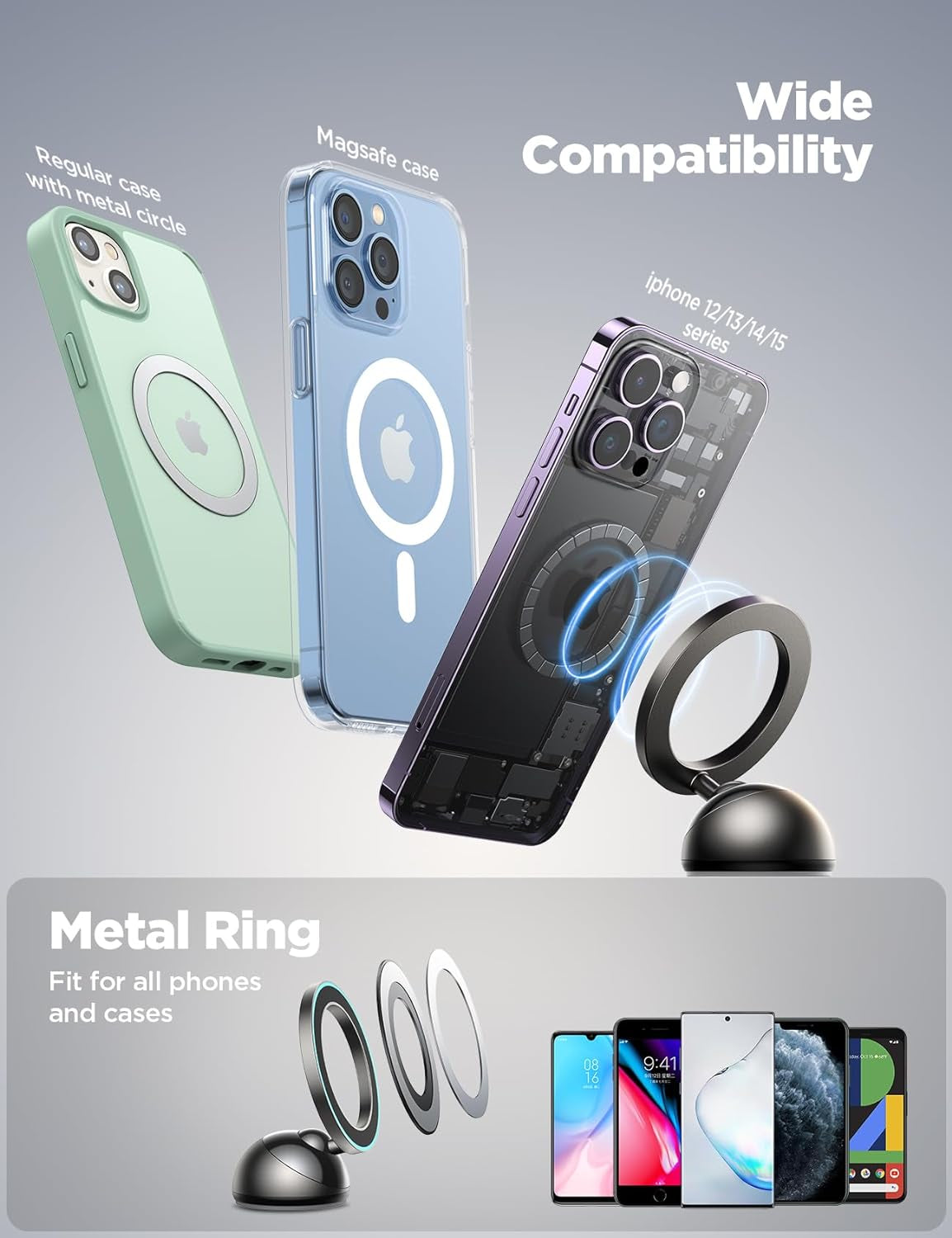 Revolutionary All-Metal Magsafe Car Mount - Stronger Magnetic Phone Holder for iPhone 16, 15, 14, 13, 12 - Ultimate Stability for Your Drive