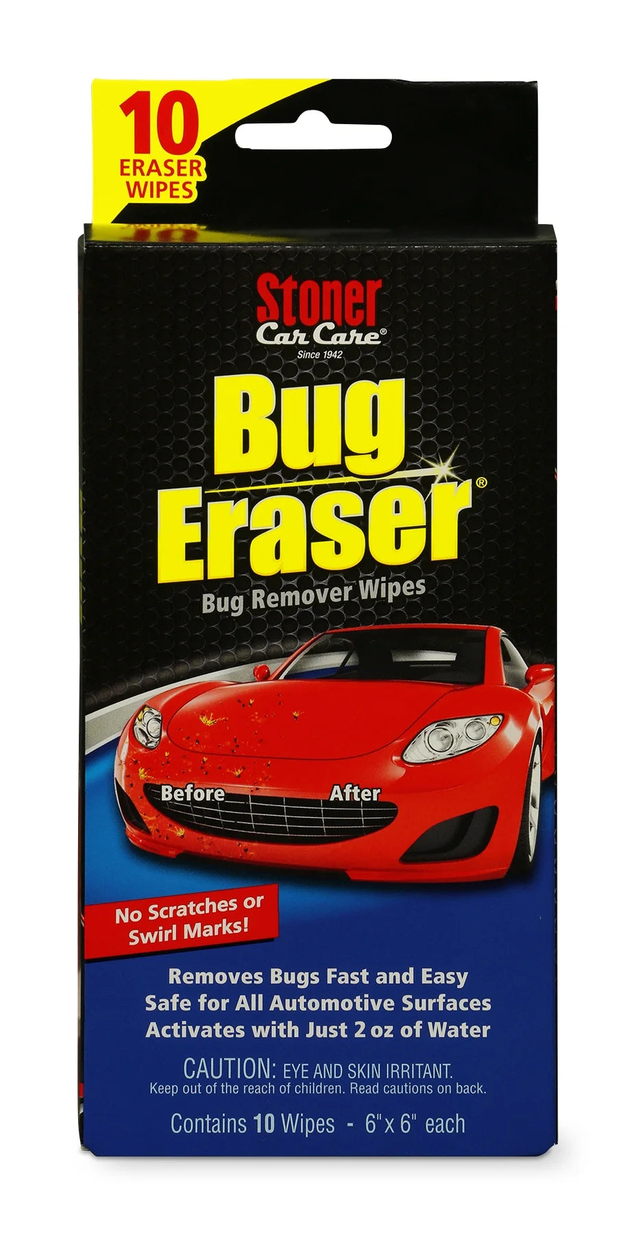 Stoner 95401 Bug Eraser and Remover Cleaning Wipes, 10 Wipes