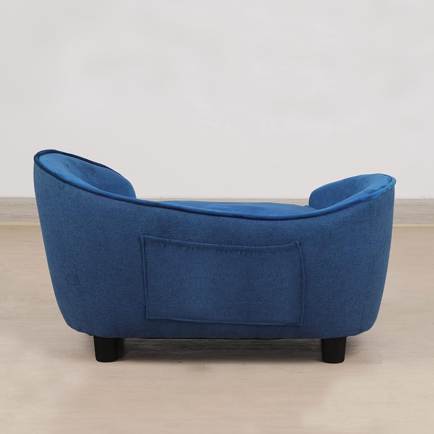 Luxurious Velvet & Linen Pet Sofa Bed with Removable Washable Cushion - Perfect for Small Dogs and Cats (Blue)