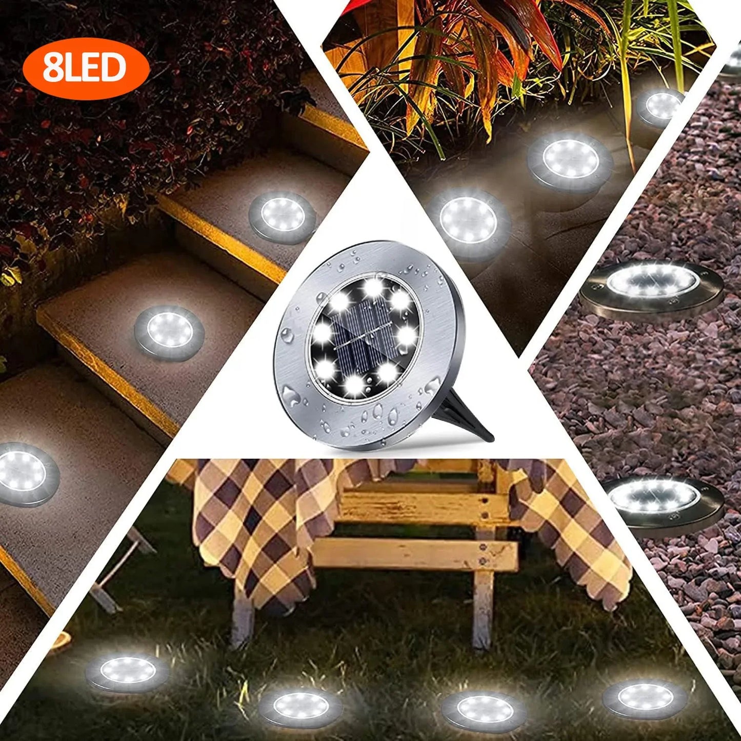 Illuminate Your Outdoors with Solar Ground Lights - 8/20 LED Waterproof Garden Disks for Pathways, Patios, and Lawns