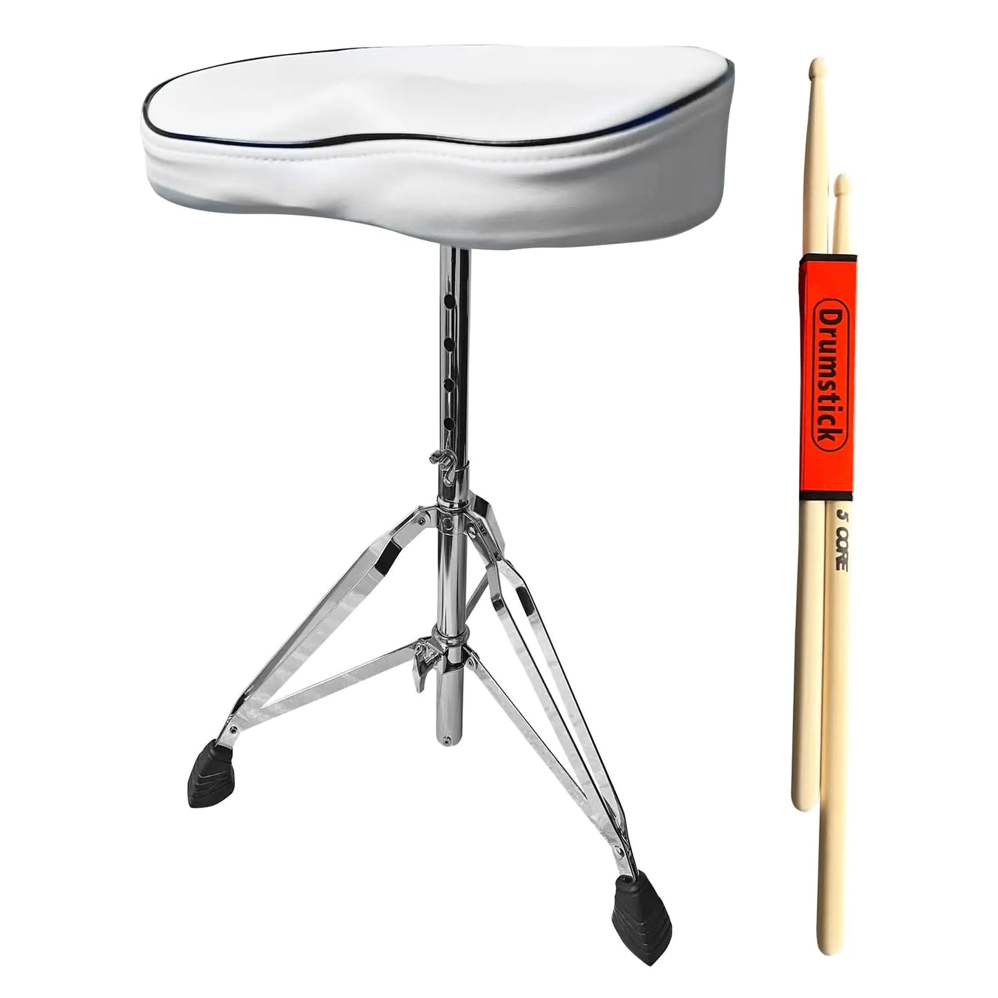 5 CORE Drum Throne Thick Padded Comfortable Guitar Stool with Memory Foam Adjustable Padded Keyboard Chair Metal Piano Stool Premium Musician Chair White DS CH WH SDL