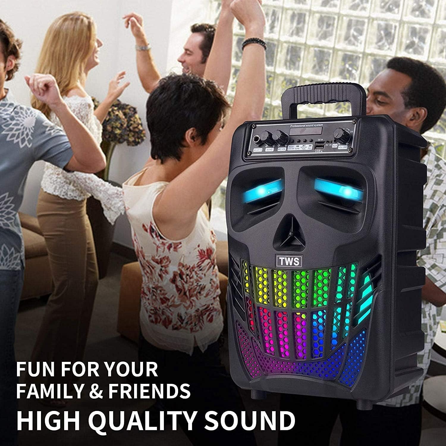 Ultimate Portable Bluetooth Speaker with Subwoofer - Wireless, Remote Control, FM Radio, LED Lights, Perfect for Home, Camping & Parties!
