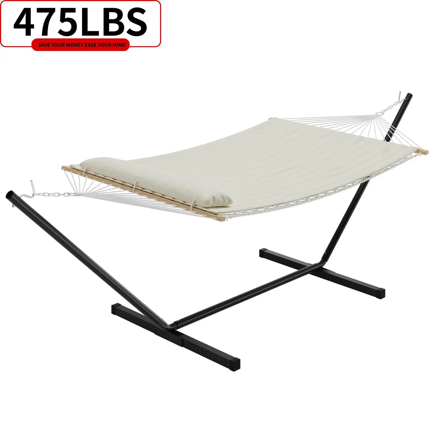 Experience Ultimate Relaxation with Our Heavy-Duty Portable Double Hammock for Two – Complete with Pillow & Adjustable Steel Stand, 475 Lbs Capacity – Perfect for Outdoor Patios, Gardens, Beaches, and Backyards this Summer!