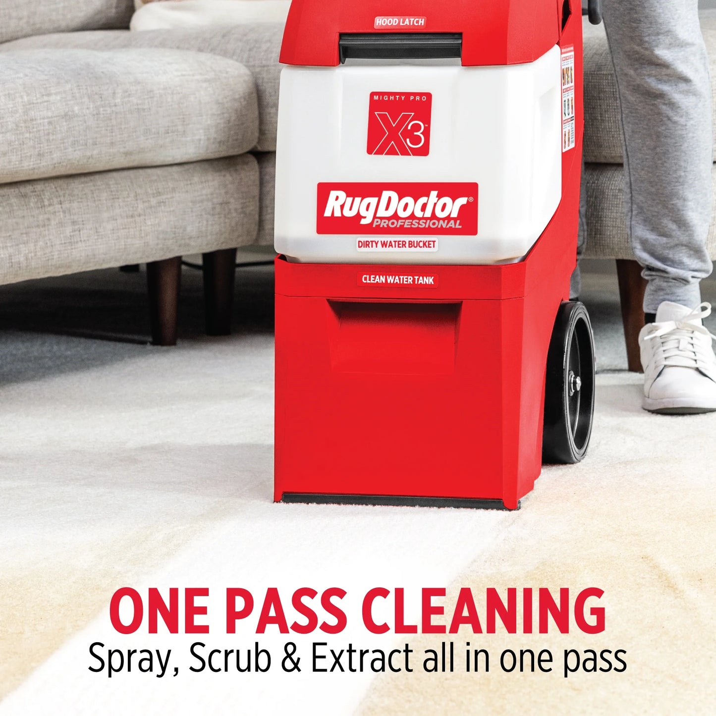 Mighty Pro X3 Commercial Carpet Cleaner - Large Red Pet Pack, Includes 48 Oz Fresh Spring Deep Carpet Cleaner