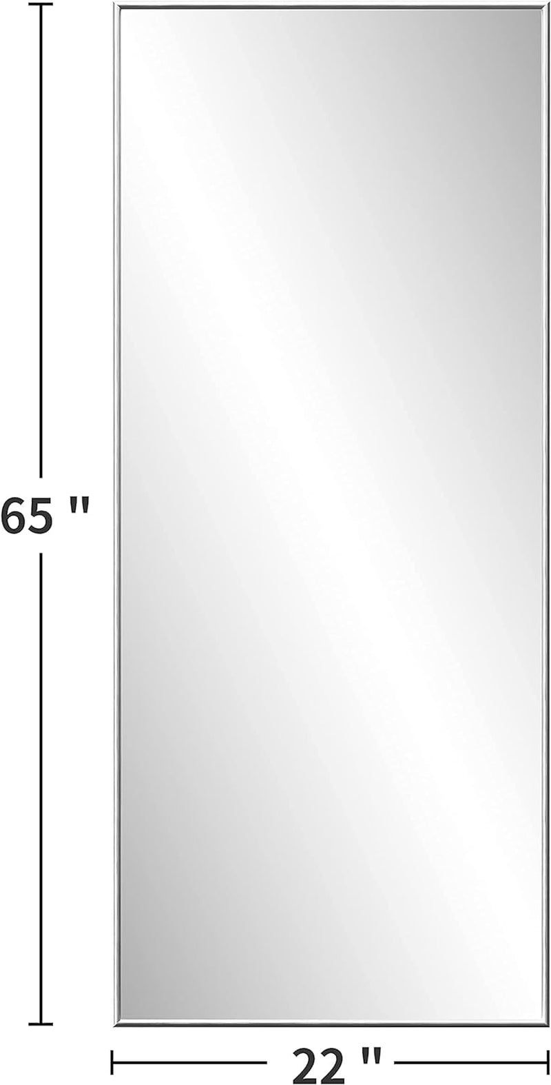 Stylish 65x22 Inch Full Length Beveled Floor Mirror with Al-Alloy Thickened Frame - Perfect for Any Room!