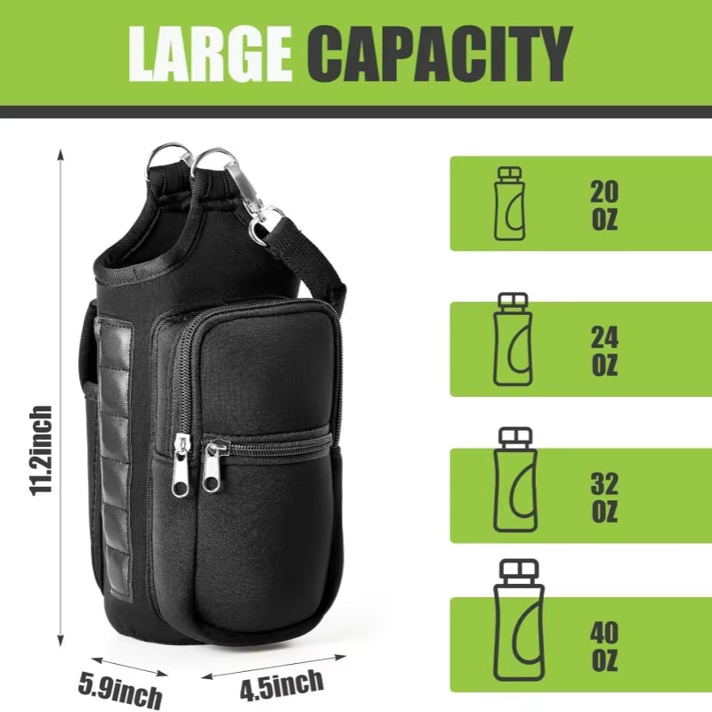 Magnetic Water Bottle Holder: Ultimate Gym Carrier Bag with Phone Pocket & Shoulder Strap - 6 Strong Magnets for Easy Access