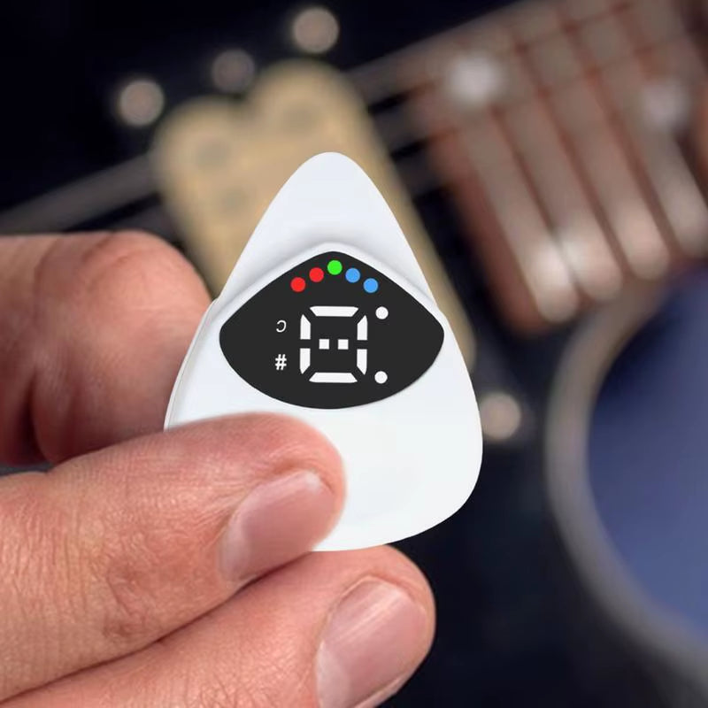 Guitar Tuner Small 2-In-1 Guitar Picks Electric Guitar Learning Tools Beginners Guitar Accessories Battery Powered for Women Men