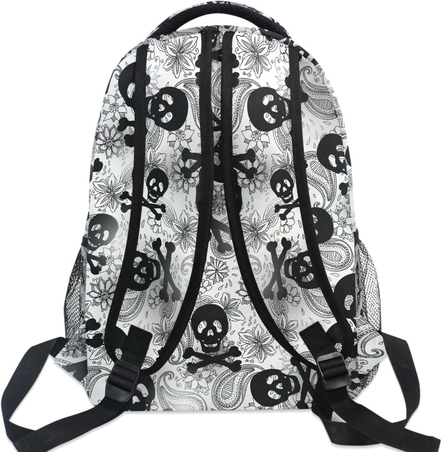 Gothic Skull Black Backpack - Stylish College & Business Laptop Bag for Teens and Adults