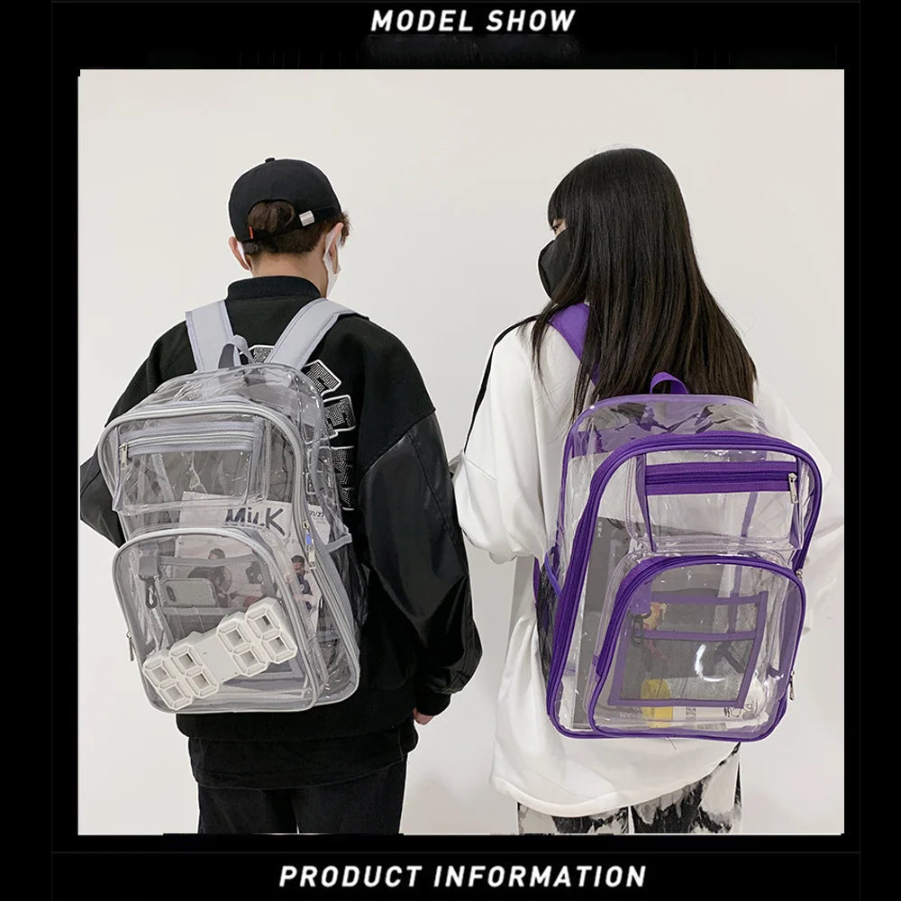 Clear TPU Backpack Transparent Travel Bookbag,Unique Design, Student DIY Doodle Bookbag, for School,Sports,Work,Security Travel,College