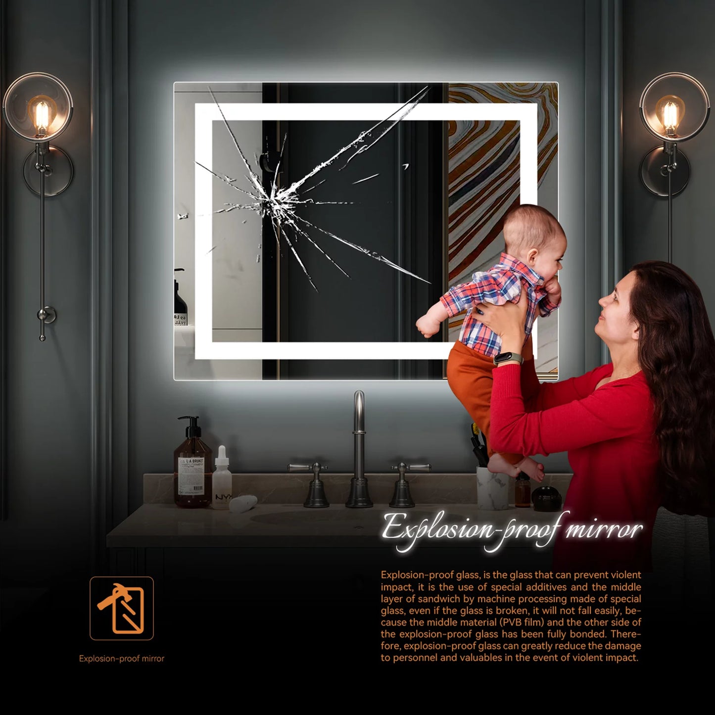 32"X24" LED Bathroom Wall Mirror - Anti-Fog & Waterproof Vertical Vanity Mirror for Stylish Spaces