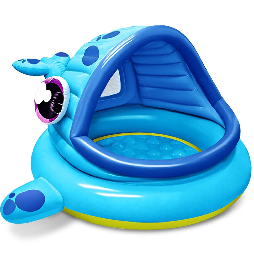 Whale-Shaped Inflatable Shade Kiddie Pool - Perfect Summer Fun for Babies and Toddlers (54" X 56" X 28")