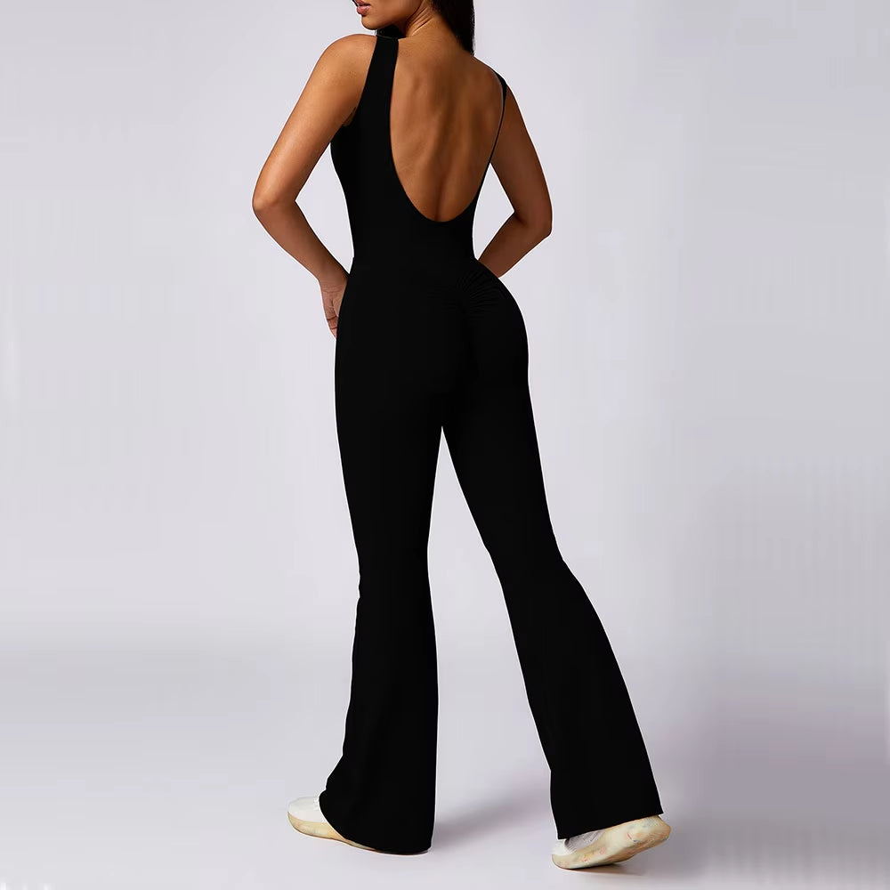 Elevate Your Workout with the Trumpet Jumpsuit - Stylish Women's Yoga & Fitness Bodysuit for Ultimate Comfort and Performance