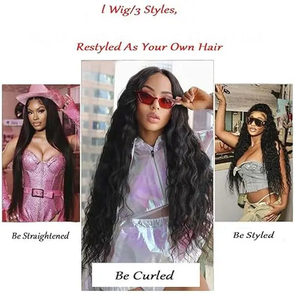 Transform Your Look with the Haloqueen 34 Inch Brazilian Virgin Human Hair Lace Front Wig - 200 Density Deep Wavy Style!