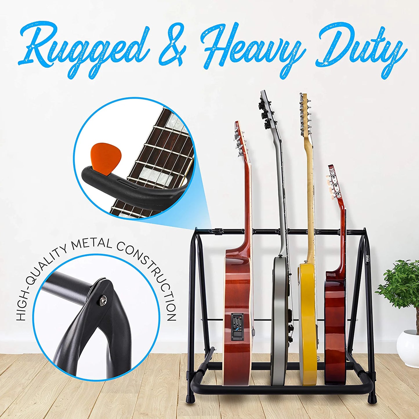 5-Space Foldable Guitar Rack - Guitar Stand, Multi-Instrument Floorstand Guitar Rack Holder