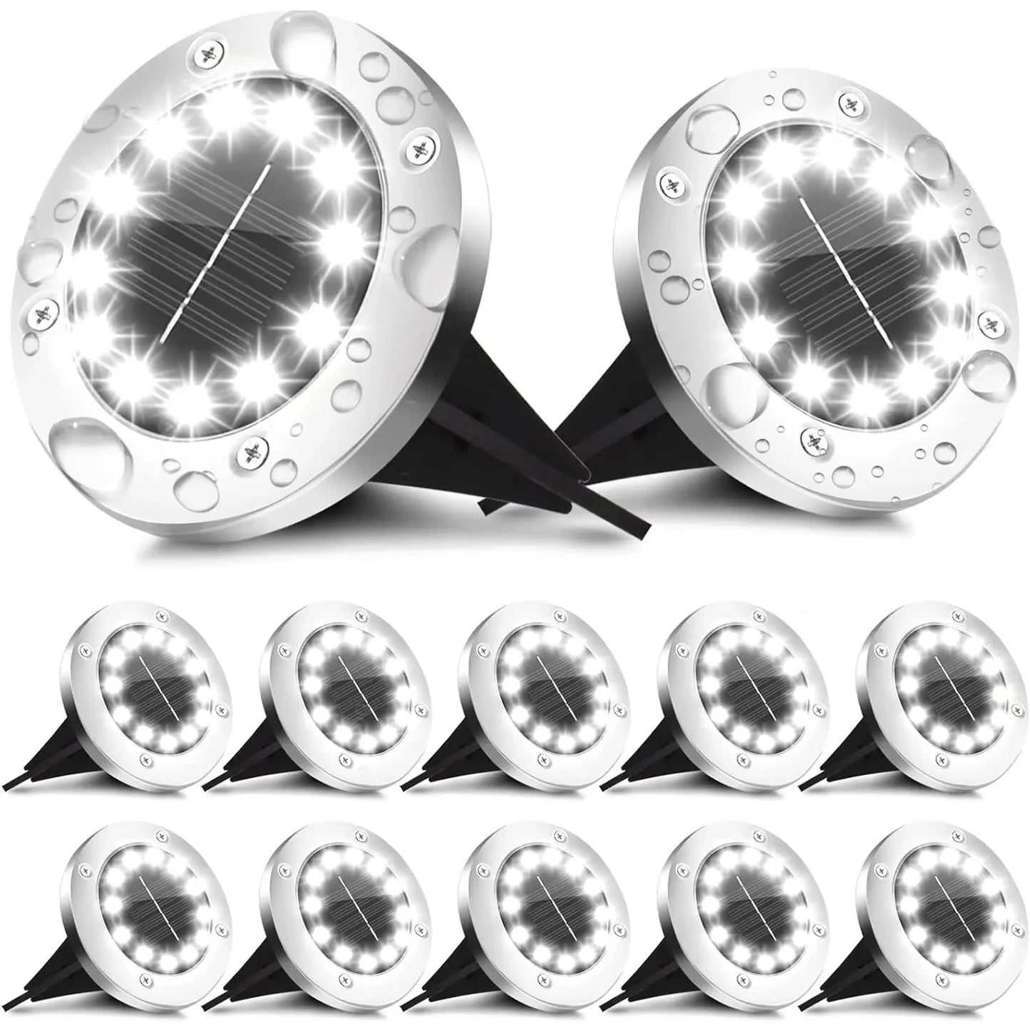 Illuminate Your Outdoors with Solar Ground Lights - 8/20 LED Waterproof Garden Disks for Pathways, Patios, and Lawns
