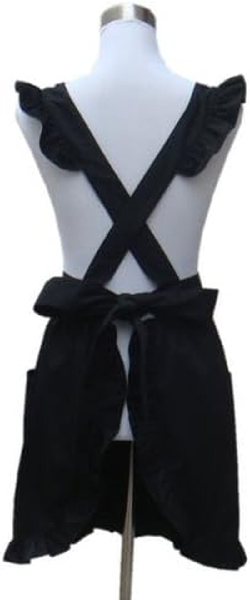 Charming Vintage Cotton Cooking Apron for Women - Stylish Black Apron with Pockets, Perfect Gift for Moms and Bakers