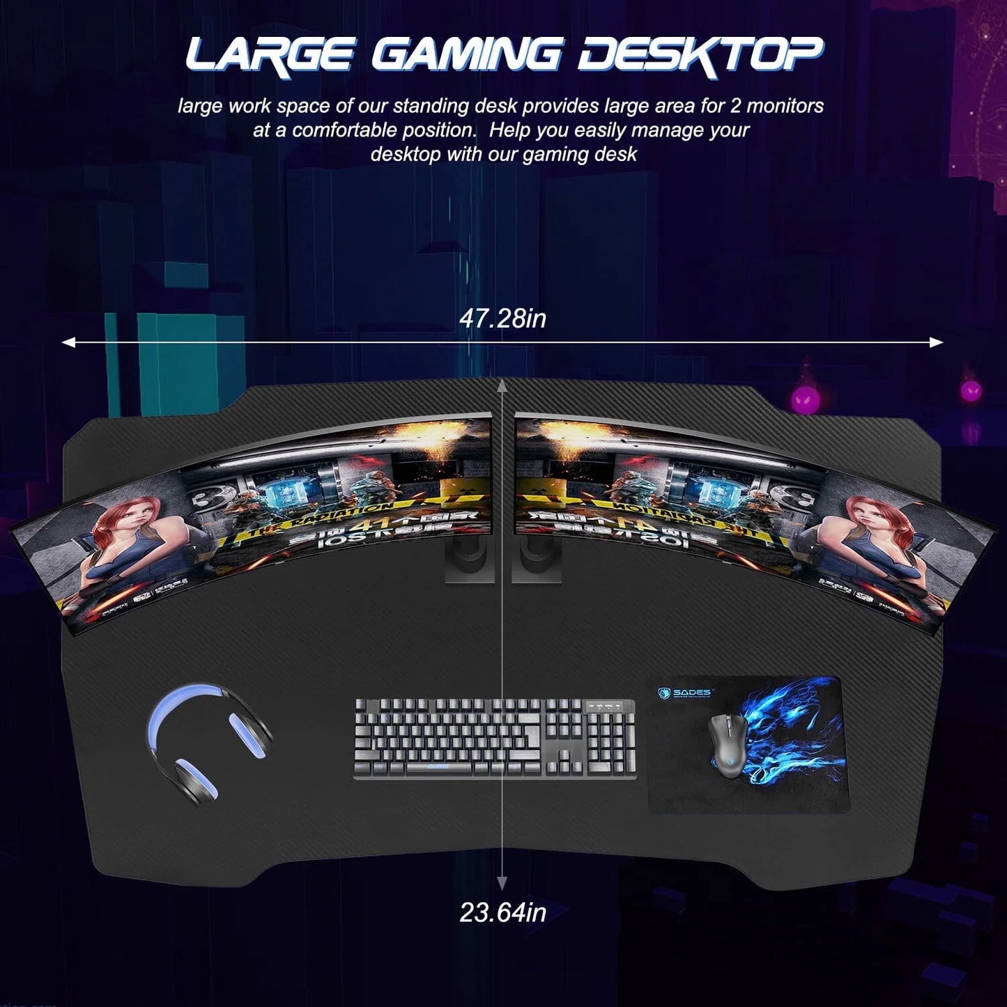 Elevate Your Gaming Experience with the Blue Portable Rectangular Gaming Desk Featuring Headphone Hook and Cup Holder