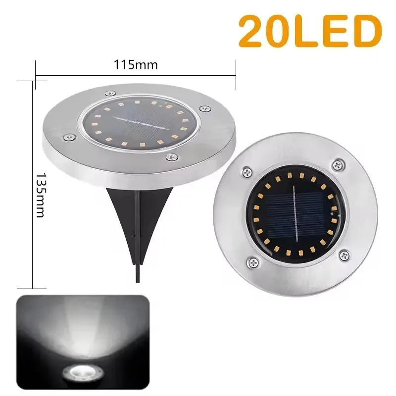 Illuminate Your Outdoors with Solar Ground Lights - 8/20 LED Waterproof Garden Disks for Pathways, Patios, and Lawns