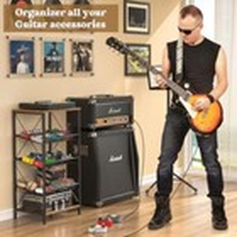 Guitar Pedal Organizer, 5 Tier Tuner Pedal Storage Shelf, Vintage Pedal Board