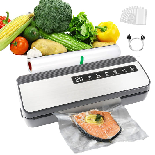 Ultimate Vacuum Sealer Machine - Compact Food Preservation System with Cutter, Hose Attachment, and 20 Sealer Bags for Perfect Sous Vide and Food Storage