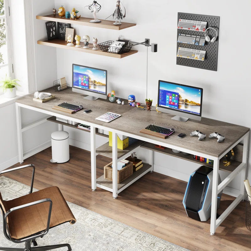 Rigueiro Spacious Industrial Computer Desk for Collaborative Workspaces