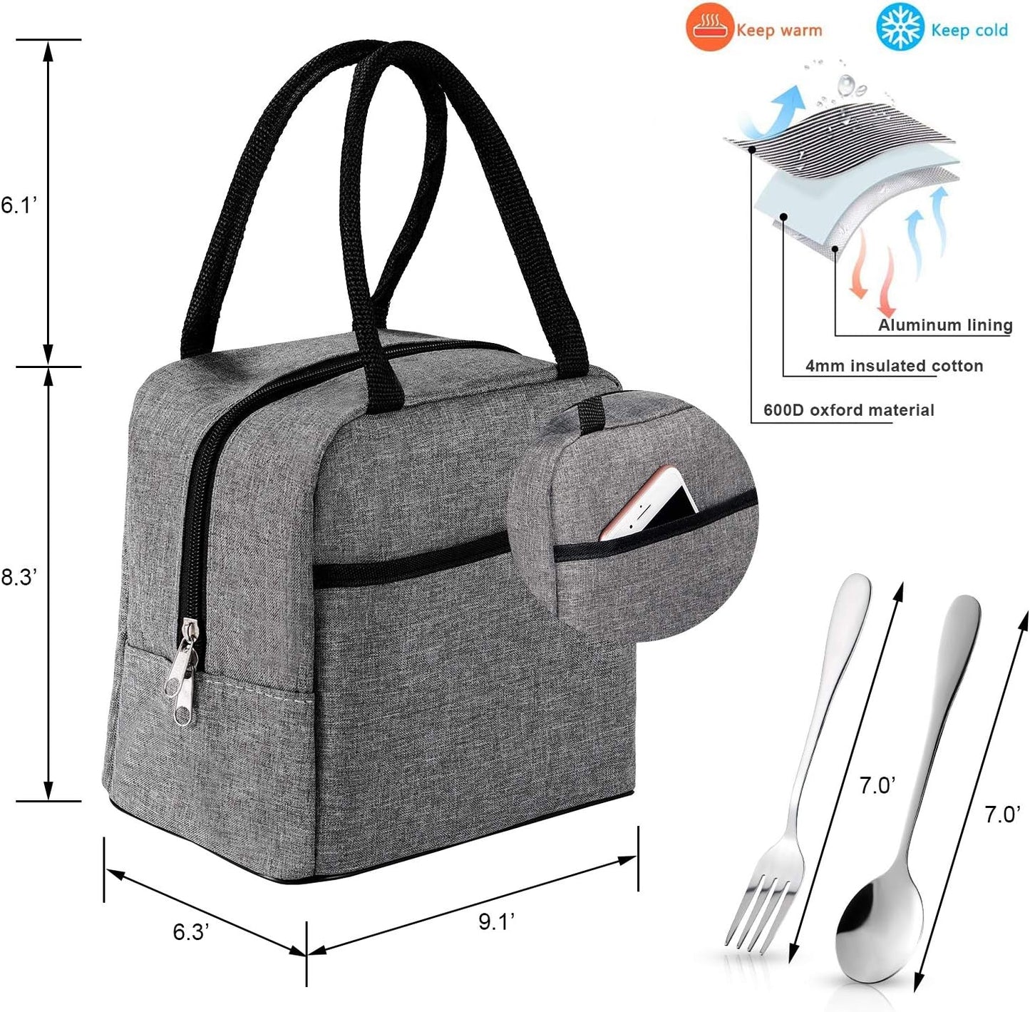 Bento Box Adult Lunch Box, Lunch Box for Men Women with Insulated Lunch Bag, Stainless Steel Salad Lunch Containers, Stackable Leakproof Lunch Kit