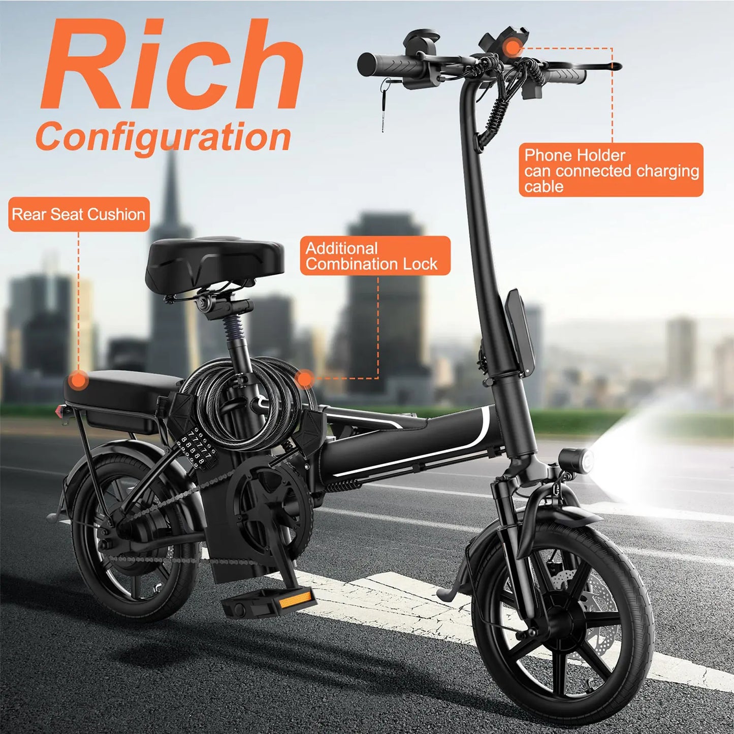 Experience the Future of Commuting with the 14" Mini E-Bike - 500W Power, 22 MPH Speed, and 40 Miles Range for Effortless Campus Commutes and Leisure Rides!