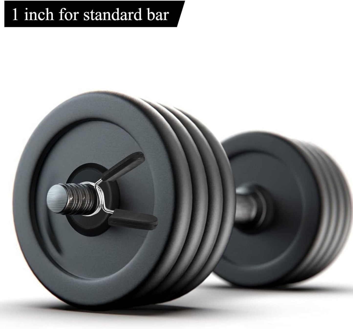 Barbell Clamps Dumbbell Spring Clip Circlip Collars 1 Inch Black and Silver