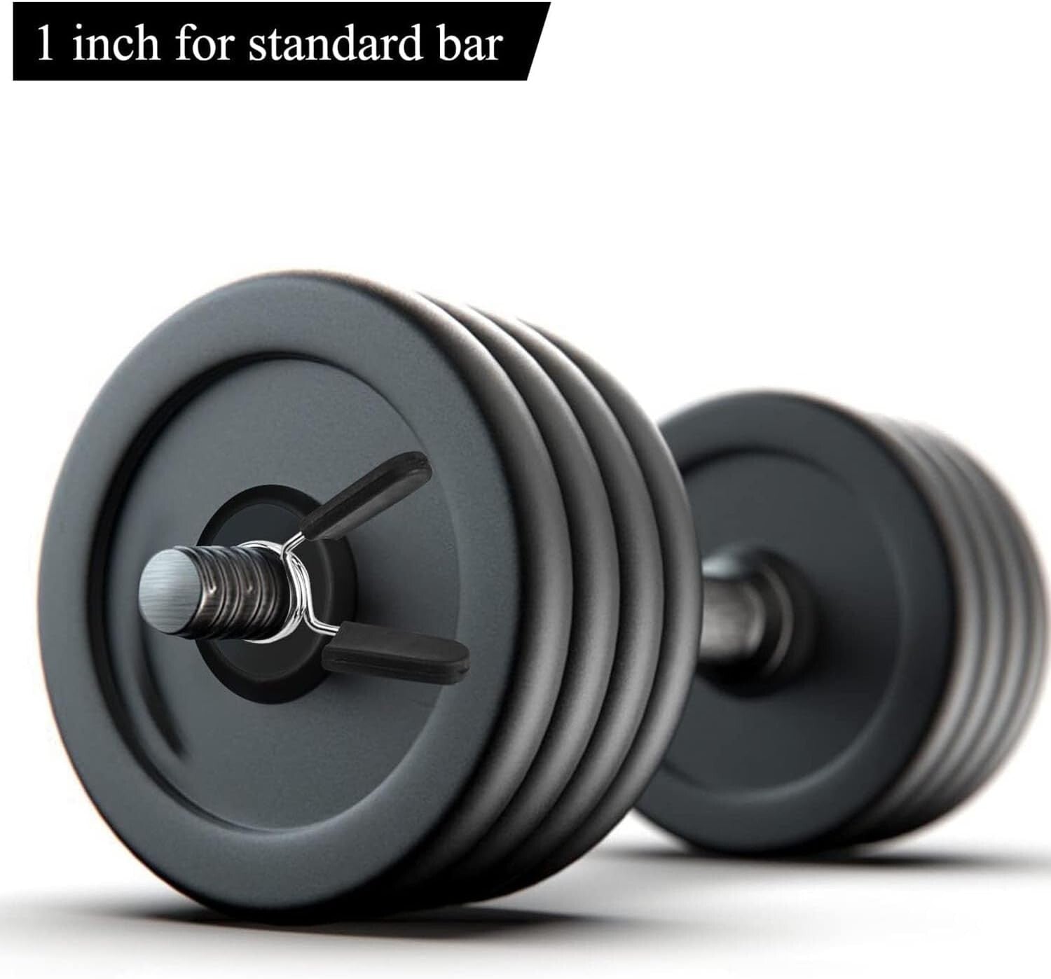 Barbell Clamps Dumbbell Spring Clip Circlip Collars 1 Inch Black and Silver