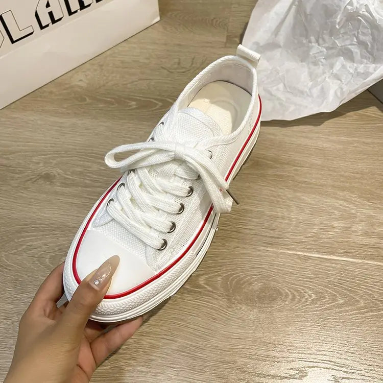 Women's Casual Lace Up Canvas Platform Sneakers
